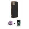 MARSİLYAN™- iPhone 14 Plus Kılıf Yankı Serisi - Siyah 360 Mat Full Body Arka Koruyucu + Raze Metal Kamera Lens - GS