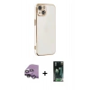 MARSİLYAN™- iPhone 14 Plus Kılıf Yankı Serisi - Siyah 360 Mat Full Body Arka Koruyucu + Raze Metal Kamera Lens - GS