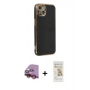 MARSİLYAN™- iPhone 14 Plus Kılıf Yankı Serisi - Siyah Mat Seramik Nano Ekran Koruyucu + Raze Metal Kamera Lens - KI