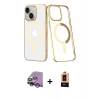 MARSİLYAN™- iPhone 14 Plus Kılıf Yörünge Minimal - Şeffaf Maxco Cam Ekran Koruyucu + Raze Metal Kamera Lens - GS