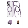 MARSİLYAN™- iPhone 14 Plus Kılıf Yörünge Minimal - Şeffaf Maxco Cam Ekran Koruyucu + Raze Metal Kamera Lens - GS