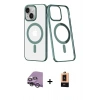 MARSİLYAN™- iPhone 14 Plus Kılıf Yörünge Minimal - Şeffaf Maxco Cam Ekran Koruyucu + Raze Metal Kamera Lens - GS