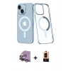 MARSİLYAN™- iPhone 14 Plus Kılıf Yörünge Minimal - Şeffaf Maxco Cam Ekran Koruyucu + Raze Metal Kamera Lens - GS
