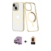 MARSİLYAN™- iPhone 14 Plus Kılıf Yörünge Minimal - Şeffaf Maxco Cam Ekran Koruyucu + Raze Metal Kamera Lens - MR