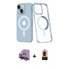 MARSİLYAN™- iPhone 14 Plus Kılıf Yörünge Minimal - Şeffaf Maxco Cam Ekran Koruyucu + Raze Metal Kamera Lens - SH