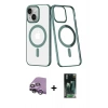 MARSİLYAN™- iPhone 14 Plus Kılıf Yörünge Minimal - Siyah 360 Mat Full Body Arka Koruyucu + Raze Metal Kamera Lens - GS
