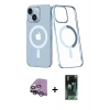 MARSİLYAN™- iPhone 14 Plus Kılıf Yörünge Minimal - Siyah 360 Mat Full Body Arka Koruyucu + Raze Metal Kamera Lens - GS