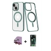 MARSİLYAN™- iPhone 14 Plus Kılıf Yörünge Minimal - Siyah 360 Mat Full Body Arka Koruyucu + Raze Metal Kamera Lens - KI