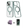 MARSİLYAN™- iPhone 14 Plus Kılıf Yörünge Minimal - Siyah 360 Mat Full Body Arka Koruyucu + Siyah Raze Metal Kamera Lens