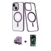 MARSİLYAN™- iPhone 14 Plus Kılıf Yörünge Minimal - Siyah 360 Mat Full Body Arka Koruyucu + Siyah Raze Metal Kamera Lens