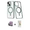 MARSİLYAN™- iPhone 14 Plus Kılıf Yörünge Minimal - Siyah Mat Seramik Nano Ekran Koruyucu + Gümüş Raze Metal Kamera Lens
