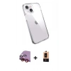 MARSİLYAN™- iPhone 14 Plus Kılıf Zirve Doku - Şeffaf Maxco Cam Ekran Koruyucu + Raze Metal Kamera Lens - KI