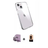 MARSİLYAN™- iPhone 14 Plus Kılıf Zirve Doku - Şeffaf Maxco Cam Ekran Koruyucu + Raze Metal Kamera Lens - MR