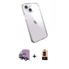 MARSİLYAN™- iPhone 14 Plus Kılıf Zirve Doku - Şeffaf Maxco Cam Ekran Koruyucu + Raze Metal Kamera Lens - SH