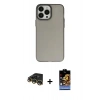 MARSİLYAN™- iPhone 14 Pro Kılıf Ahenk Çizgi Prime - Siyah Buffer Hayalet Cam Ekran Koruyucu + Gold Raze Metal Kamera Lens