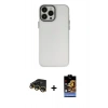 MARSİLYAN™- iPhone 14 Pro Kılıf Ahenk Çizgi Prime - Siyah Buffer Hayalet Cam Ekran Koruyucu + Gold Raze Metal Kamera Lens