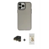 MARSİLYAN™- iPhone 14 Pro Kılıf Ahenk Çizgi Prime - Siyah Mat Seramik Nano Ekran Koruyucu + Gold Raze Metal Kamera Lens