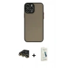 MARSİLYAN™- iPhone 14 Pro Kılıf Ahenk Çizgi Serisi - Şeffaf Pasifik Cam Ekran Koruyucu + Raze Metal Kamera Lens - GD
