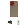 MARSİLYAN™- iPhone 14 Pro Kılıf Ahenk Çizgi Serisi - Şeffaf Pasifik Cam Ekran Koruyucu + Raze Metal Kamera Lens - GD
