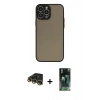 MARSİLYAN™- iPhone 14 Pro Kılıf Ahenk Çizgi Serisi - Siyah 360 Mat Full Body Arka Koruyucu + Raze Metal Kamera Lens - GD