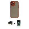 MARSİLYAN™- iPhone 14 Pro Kılıf Ahenk Çizgi Serisi - Siyah 360 Mat Full Body Arka Koruyucu + Raze Metal Kamera Lens - GD