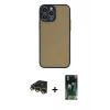 MARSİLYAN™- iPhone 14 Pro Kılıf Ahenk Çizgi Serisi - Siyah 360 Mat Full Body Arka Koruyucu + Raze Metal Kamera Lens - GD