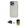 MARSİLYAN™- iPhone 14 Pro Kılıf Ahenk Çizgi Serisi - Siyah Buffer Cam Ekran Koruyucu + Raze Metal Kamera Lens - GD