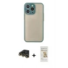 MARSİLYAN™- iPhone 14 Pro Kılıf Ahenk Çizgi Serisi - Siyah Mat Seramik Nano Ekran Koruyucu + Raze Metal Kamera Lens - GD