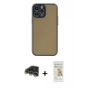 MARSİLYAN™- iPhone 14 Pro Kılıf Ahenk Çizgi Serisi - Siyah Mat Seramik Nano Ekran Koruyucu + Raze Metal Kamera Lens - GD