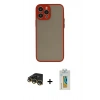 MARSİLYAN™- iPhone 14 Pro Kılıf Ahenk Çizgi Serisi - Siyah Polymer Nano Ekran Koruyucu + Raze Metal Kamera Lens - GD
