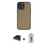 MARSİLYAN™- iPhone 14 Pro Kılıf Ahenk Çizgi Serisi - Siyah Polymer Nano Ekran Koruyucu + Raze Metal Kamera Lens - GD