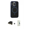 MARSİLYAN™- iPhone 14 Pro Kılıf Ahenk Form Serisi - Şeffaf Pasifik Cam Ekran Koruyucu + Raze Metal Kamera Lens - GD