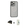 MARSİLYAN™- iPhone 14 Pro Kılıf Ahenk Form Serisi - Şeffaf Pasifik Cam Ekran Koruyucu + Raze Metal Kamera Lens - GD