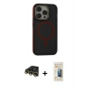 MARSİLYAN™- iPhone 14 Pro Kılıf Ahenk Form Serisi - Siyah 6D Mat Seramik Hayalet Nano Ekran Koruyucu + Raze Metal Kamera Lens - GD