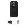 MARSİLYAN™- iPhone 14 Pro Kılıf Ahenk Form Serisi - Siyah Joko Magic 5D Cam + Gold Raze Metal Kamera Lens