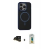 MARSİLYAN™- iPhone 14 Pro Kılıf Ahenk Form Serisi - Siyah Polymer Nano Ekran Koruyucu + Raze Metal Kamera Lens - GD