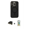 MARSİLYAN™- iPhone 14 Pro Kılıf Ahenk Form Serisi - Siyah Polymer Nano Ekran Koruyucu + Raze Metal Kamera Lens - GD