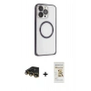 MARSİLYAN™- iPhone 14 Pro Kılıf Ahenk Işık Serisi - Siyah Mat Seramik Nano Ekran Koruyucu + Raze Metal Kamera Lens - GD