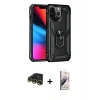 MARSİLYAN™- iPhone 14 Pro Kılıf Ahenk Klasik Koleksiyonu - Siyah Bilvis 3D Mat Cam Ekran Koruyucu + Gold Raze Metal Kamera Lens