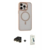 MARSİLYAN™- iPhone 14 Pro Kılıf Ahenk Klasik Özel Seri - Şeffaf Pasifik Cam Ekran Koruyucu + Raze Metal Kamera Lens - GD