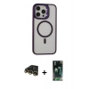 MARSİLYAN™- iPhone 14 Pro Kılıf Ahenk Klasik Özel Seri - Siyah 360 Mat Full Body Arka Koruyucu + Raze Metal Kamera Lens - GD