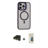MARSİLYAN™- iPhone 14 Pro Kılıf Ahenk Klasik Özel Seri - Siyah 6D Mat Seramik Hayalet Nano Ekran Koruyucu + Raze Metal Kamera Lens - GD