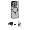 MARSİLYAN™- iPhone 14 Pro Kılıf Ahenk Klasik Özel Seri - Siyah Bilvis 3D Mat Cam Ekran Koruyucu + Raze Metal Kamera Lens - GD