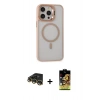 MARSİLYAN™- iPhone 14 Pro Kılıf Ahenk Klasik Özel Seri - Siyah Buffer Cam Ekran Koruyucu + Raze Metal Kamera Lens - GD
