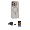 MARSİLYAN™- iPhone 14 Pro Kılıf Ahenk Klasik Özel Seri - Siyah Buffer Hayalet Cam Ekran Koruyucu + Raze Metal Kamera Lens - GD