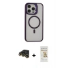 MARSİLYAN™- iPhone 14 Pro Kılıf Ahenk Klasik Özel Seri - Siyah Mat Seramik Nano Ekran Koruyucu + Raze Metal Kamera Lens - GD