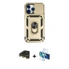 MARSİLYAN™- iPhone 14 Pro Kılıf Ahenk Klasik - Siyah 3D Antistatik Cam Ekran Koruyucu + Raze Metal Kamera Lens - GD