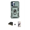 MARSİLYAN™- iPhone 14 Pro Kılıf Ahenk Klasik - Siyah Bilvis 3D Mat Cam Ekran Koruyucu + Raze Metal Kamera Lens - GD