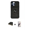 MARSİLYAN™- iPhone 14 Pro Kılıf Ahenk Klasik - Siyah Bilvis 3D Mat Cam Ekran Koruyucu + Raze Metal Kamera Lens - GD