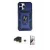 MARSİLYAN™- iPhone 14 Pro Kılıf Ahenk Klasik - Siyah Bilvis 3D Mat Cam Ekran Koruyucu + Raze Metal Kamera Lens - GD